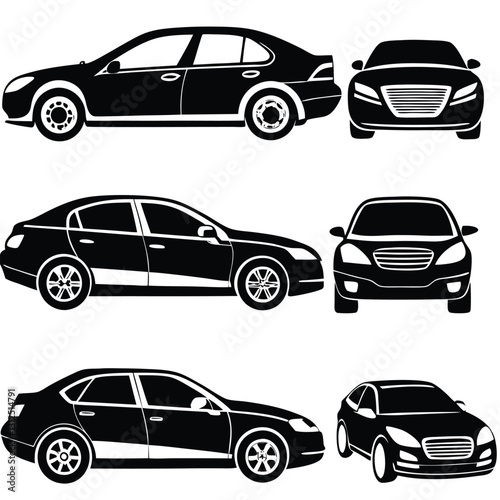 Car Illustrations,
Vehicle Silhouettes,
Black and White Cars.