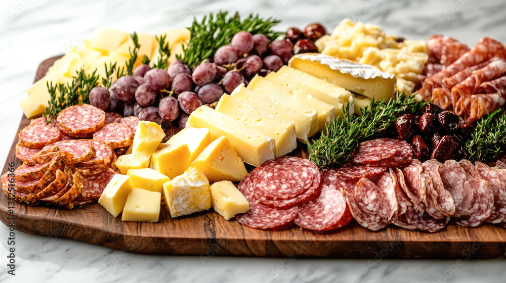Delicious charcuterie board with assorted cheeses, meats, and fruits Delicious charcuterie board with assorted cheeses, meats, and fruits