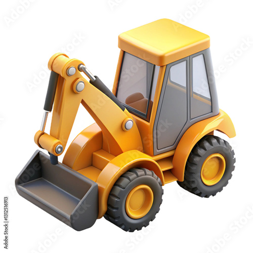 3D Backhoe Loader Construction Machine Illustration