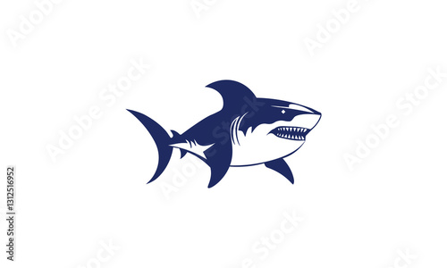 Blue shark illustration logo design