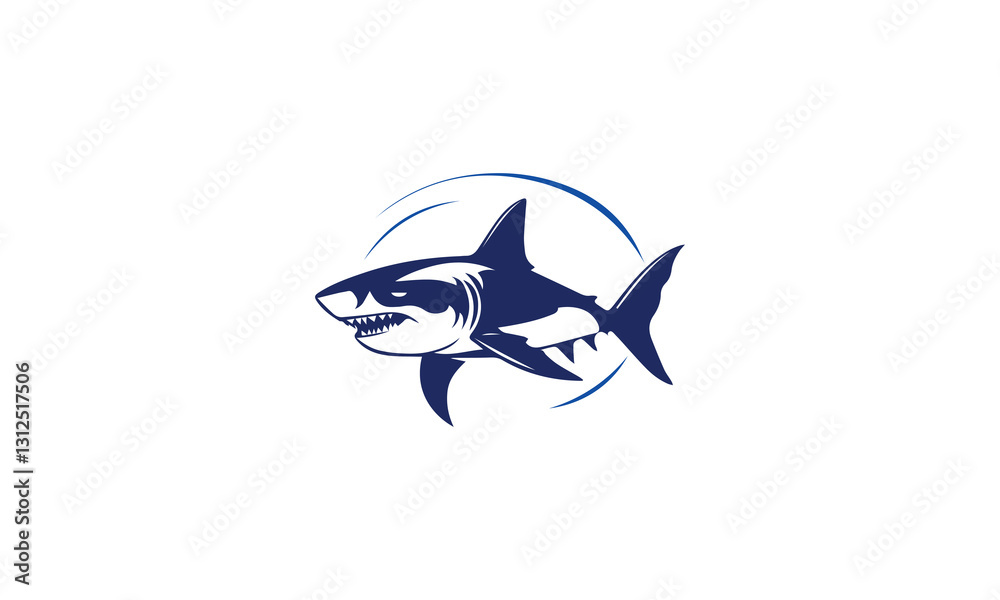 Fototapeta premium Angry Shark in the ocean logo design