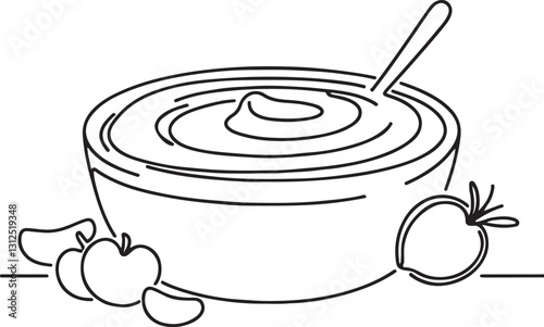 Hummus Line Drawing Vector Illustration for Food Lovers