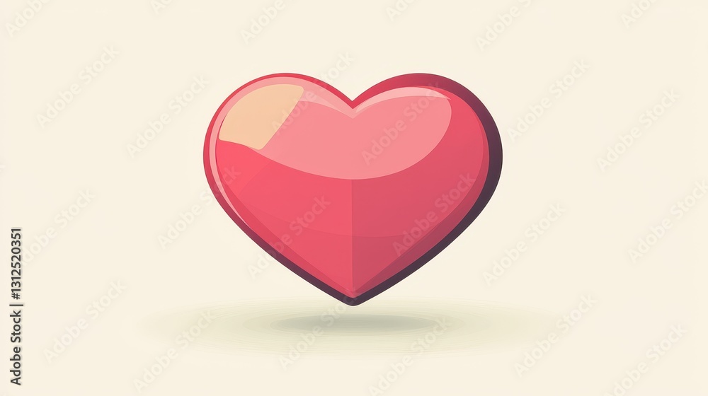 3D Heart Icon on Light Beige Background 3D Heart Icon on Light Beige Background