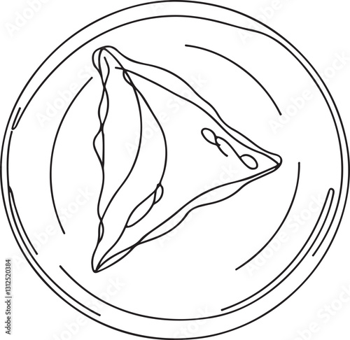 Samosa Line Drawing Vector | Minimalist Food Illustration