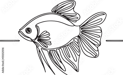 Tetra Fish Line Drawing Vector | Minimalist Fish Illustration