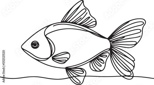 Tetra Fish Line Drawing Vector | Minimalist Fish Illustration