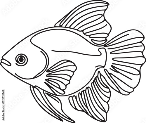 Tetra Fish Line Drawing Vector | Minimalist Fish Illustration