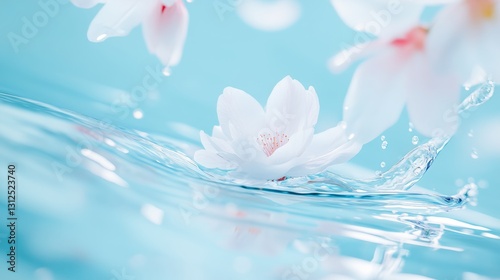 Fototapeta Naklejka Na Ścianę i Meble -  White flowers on the water