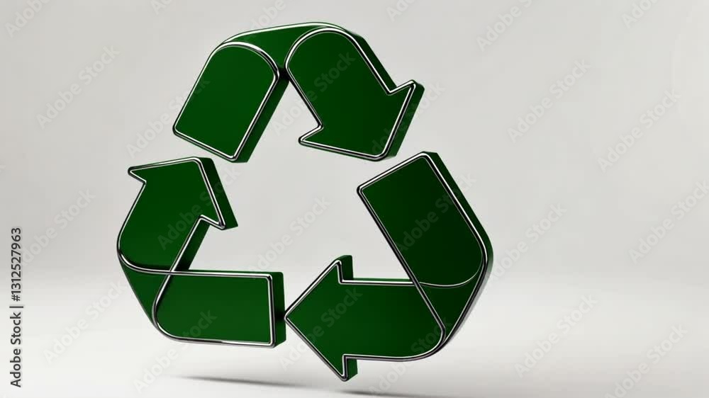 Green Recycle Symbol:  A 3D Render of the Universal Recycling Sign