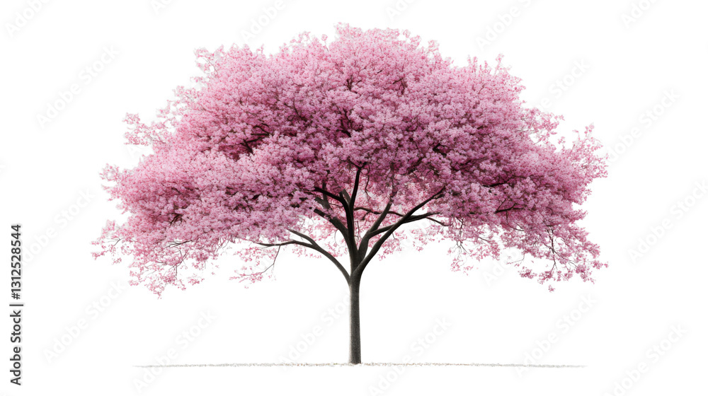 Fototapeta premium Blooming pink cherry blossom tree isolated on transparent background