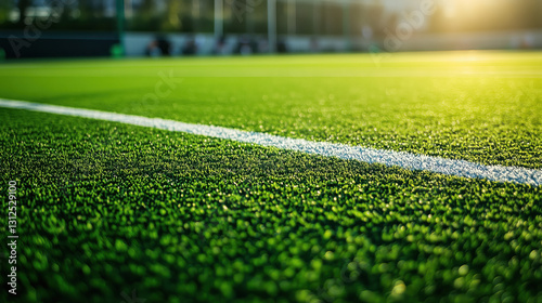 University Campus Hockey Field with Well-Maintained Turf, Ideal for Matches or Sports Events, Featuring Open Space for Text or Promotional Materials
