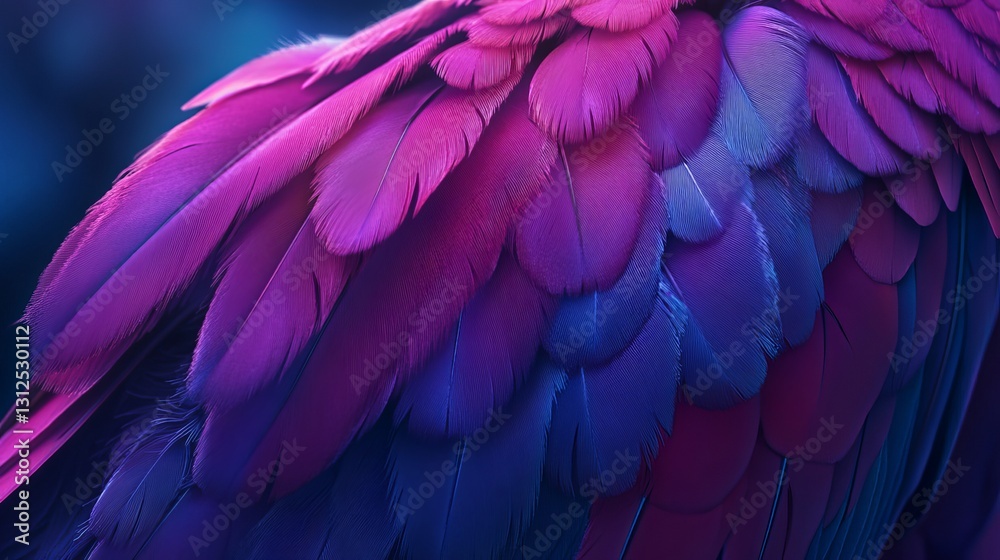 Fototapeta premium Up-close shot of a parrot's colorful purple feathers.