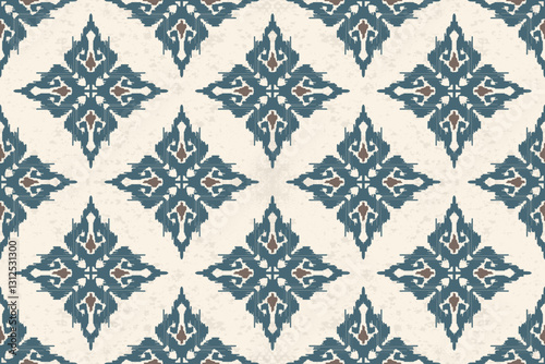 Motifs Ikat floral paisley embroidery background.geometric ethnic oriental pattern traditional.Aztec-style damask ornament royal Victorian. Design for texture, fabric, clothing, wrapping, decoration