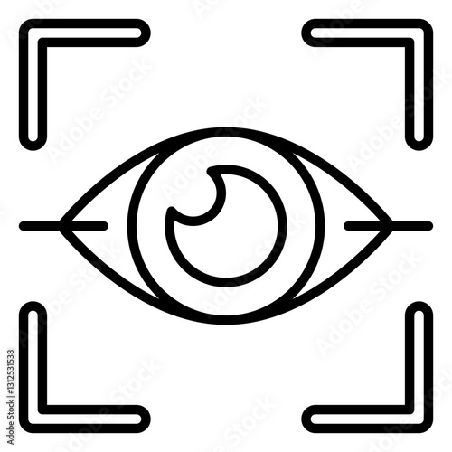 Minimalist outline eye scan icon representing biometric authentication, cybersecurity, and digital identity verification. Ideal for UI/UX, security systems, and high-tech designs.