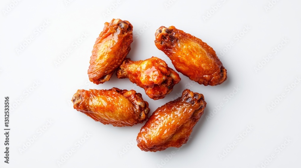 Extra crispy buffalo wings, deep-fried texture, realistic photography, isolated on white background Extra crispy buffalo wings, deep-fried texture, realistic photography, isolated on white background