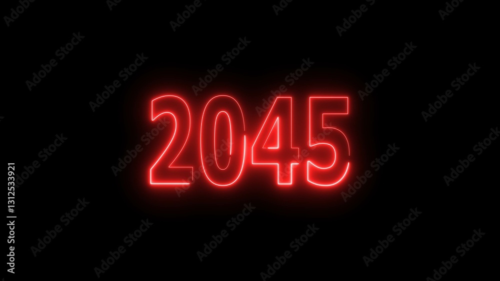 2045 Sal neon text background, Glowing neon sign number illustration 4k. 2045 Sal neon text background, Glowing neon sign number illustration 4k.