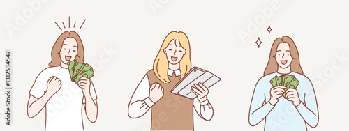Happy girl rejoices at winning a raffle tablet