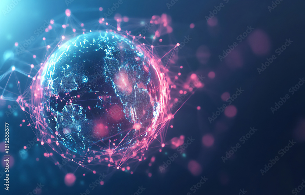 digital illustration of the earth surrounded by an array of stylized virus digital illustration of the earth surrounded by an array of stylized virus