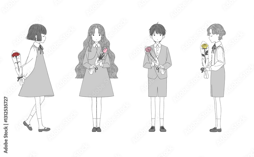 子供と花 子供と花