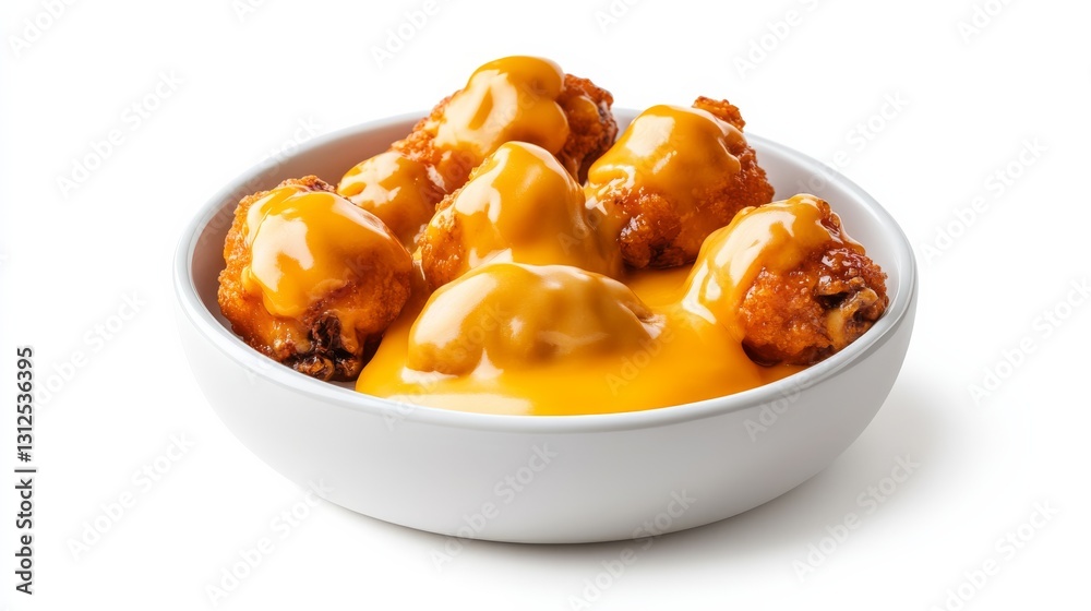 Buffalo wings dipped in cheese fondue, gooey and indulgent, photorealistic texture, isolated on white background Buffalo wings dipped in cheese fondue, gooey and indulgent, photorealistic texture, isolated on white background