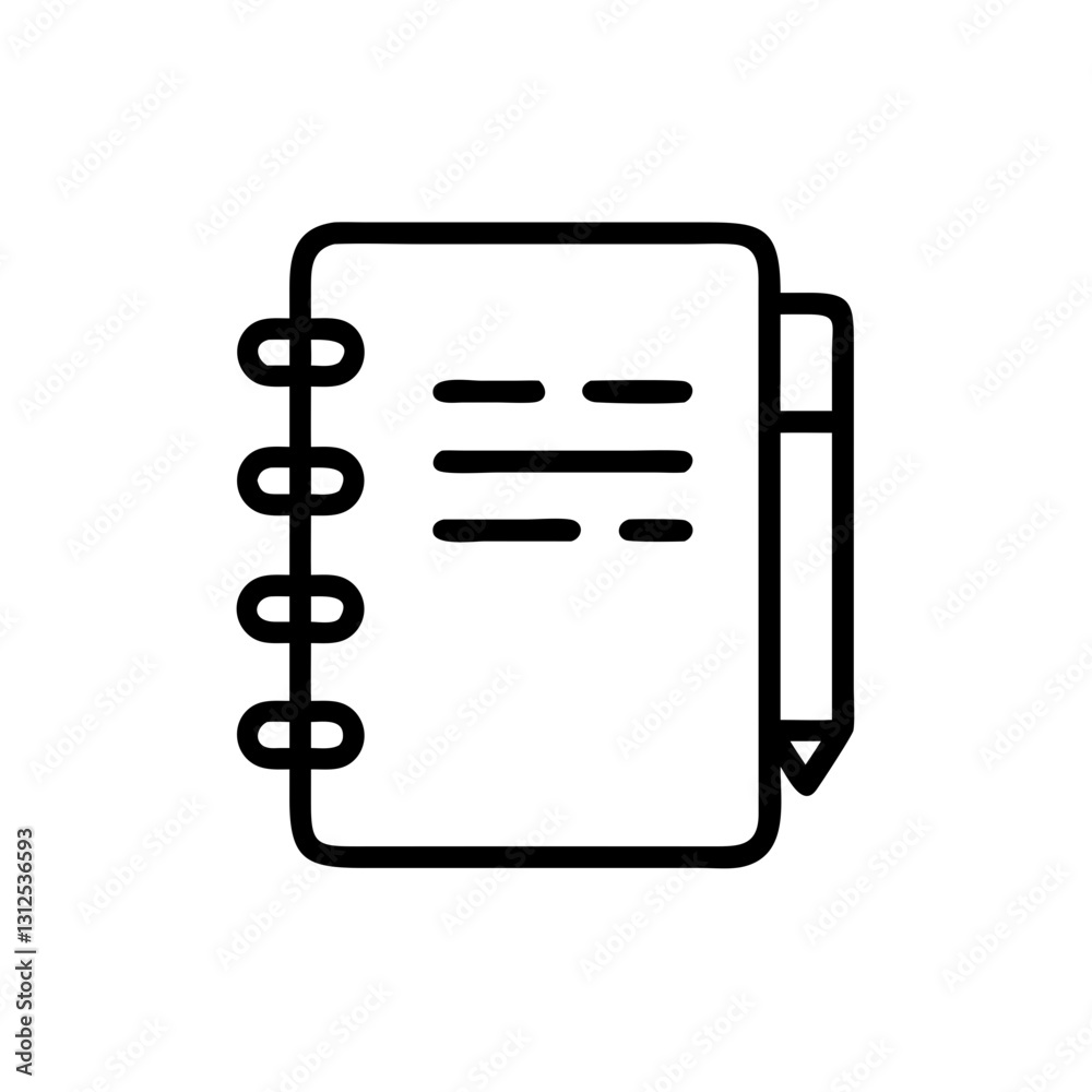 Bullet journal icon with pen, organization and creativity concept Bullet journal icon with pen, organization and creativity concept