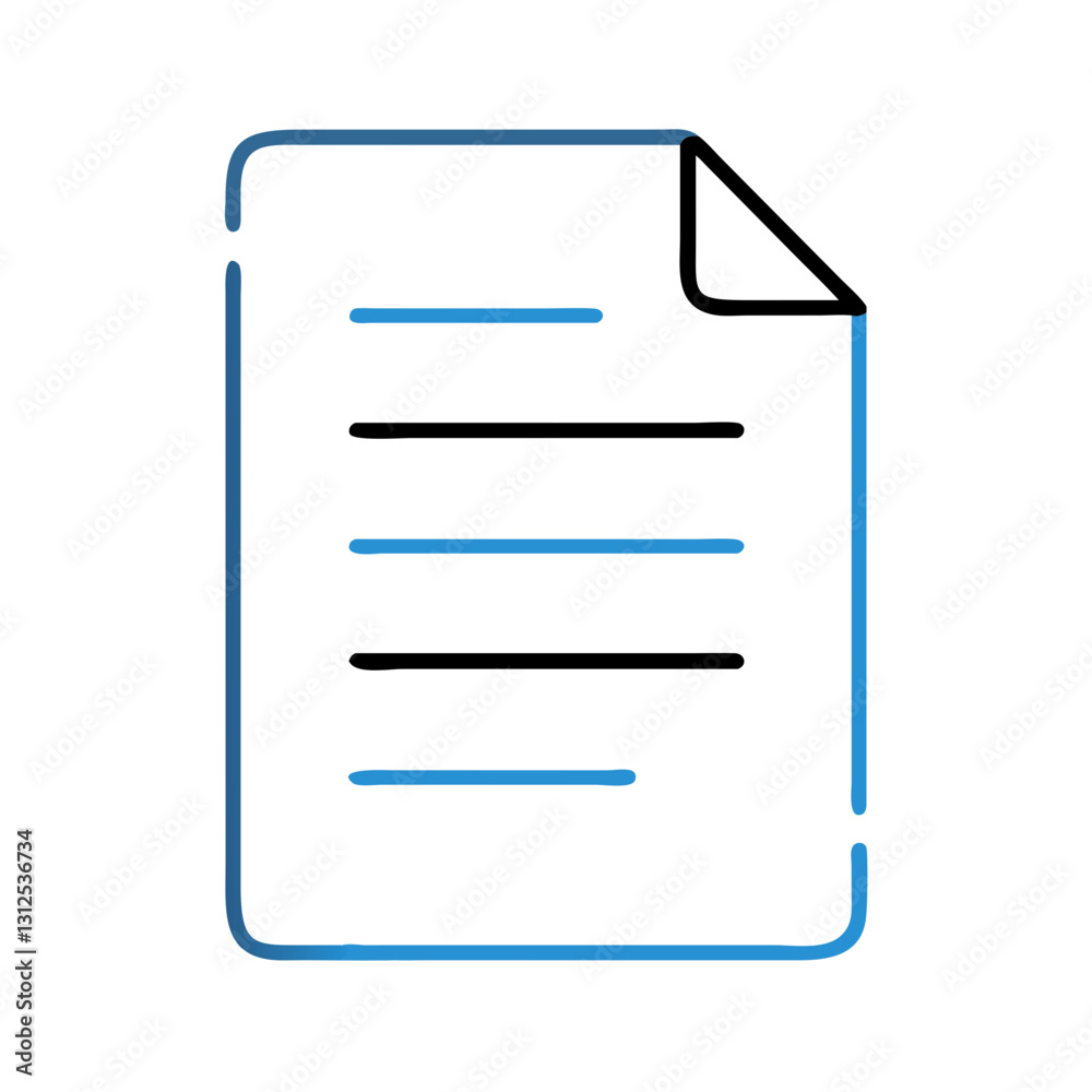 Draft paper icon with lines, writing and documentation concept Draft paper icon with lines, writing and documentation concept