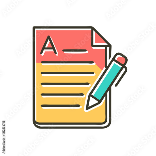 Draft paper icon with pencil, creative writing concept -