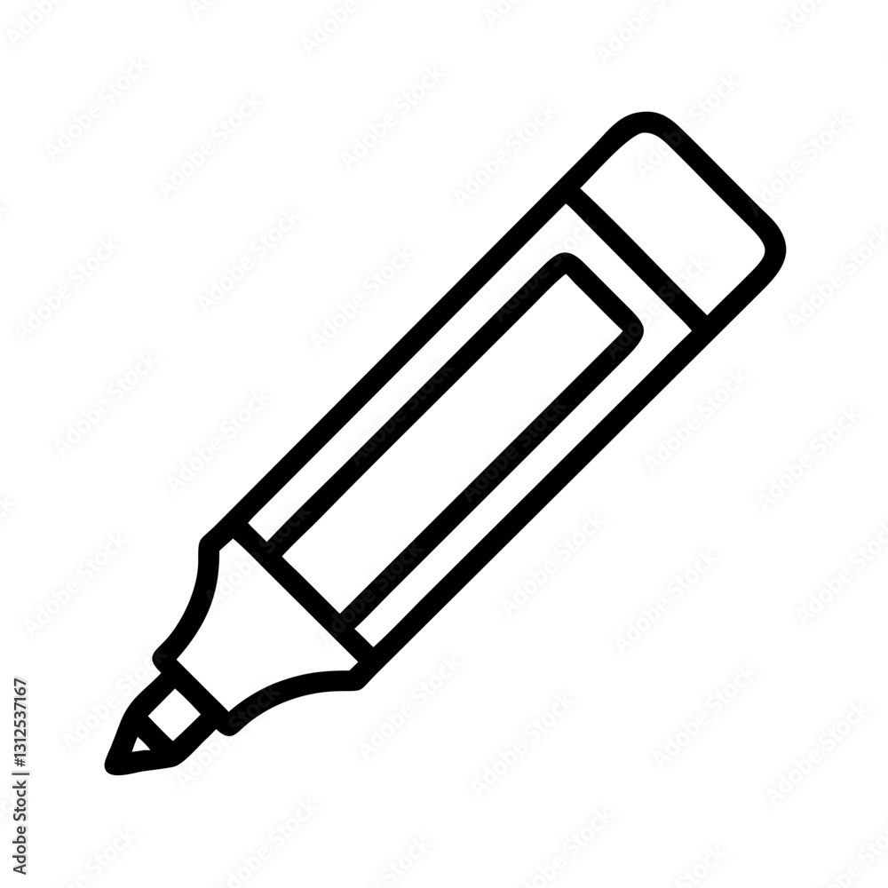 Marker pen icon on plain background, writing and drawing concept Marker pen icon on plain background, writing and drawing concept