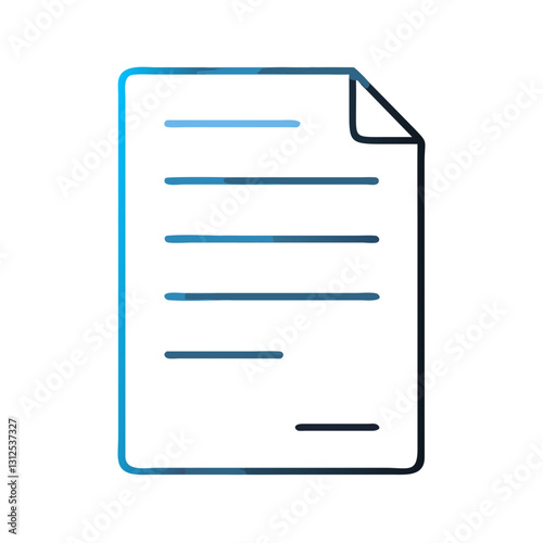 Paper sheet icon with lines, basic stationery concept
