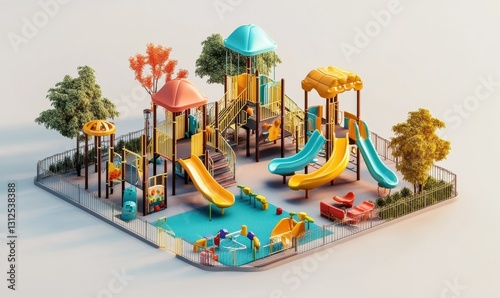 Wallpaper Mural Colorful playground with slides and structures for children's play. Torontodigital.ca