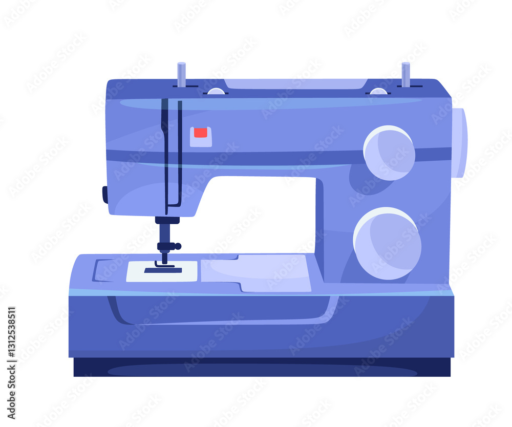 Sewing machine cartoon vector illustration icon for crafting, tailoring, and fashion activities isolated on white background. Fashion industry sewing equipment clipart Sewing machine cartoon vector illustration icon for crafting, tailoring, and fashion activities isolated on white background. Fashion industry sewing equipment clipart