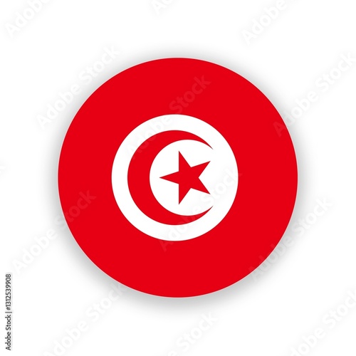Free Download Tunisia national flag in circle shape isolated on white. Illustration - GFXLoad
