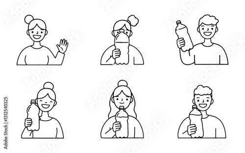 The people drinking water icon, which web designers can prefer, is a vector icon that can be customized for use in mobile applications.