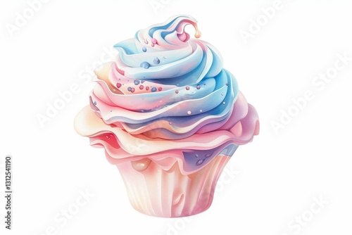 Delightful Cupcake with Rainbow Frosting and Sprinkles photo