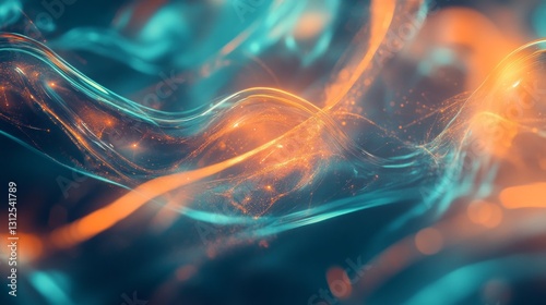 dynamic orange and teal abstract background with soft curved shapes and glowing highlights, artistic and futuristic, modern and energetic concept