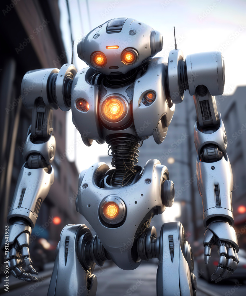 Fototapeta premium robot, 3d, tecnología, metal, aparatos, máquina