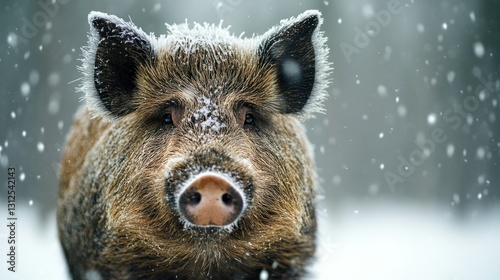 Wallpaper Mural Wild boar in winter snow Torontodigital.ca