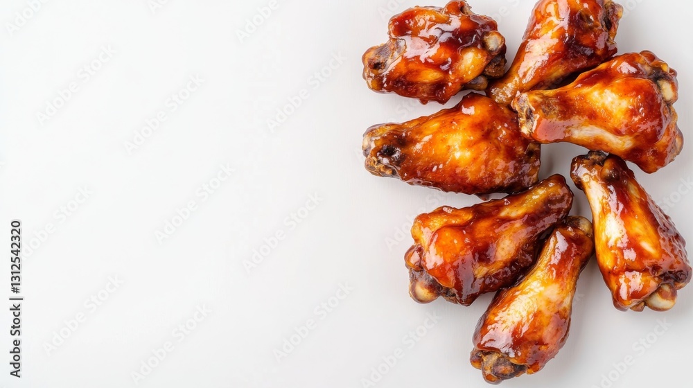 buffalo wings with BBQ glaze, sticky and rich, mouthwatering detail, isolated on white background buffalo wings with BBQ glaze, sticky and rich, mouthwatering detail, isolated on white background