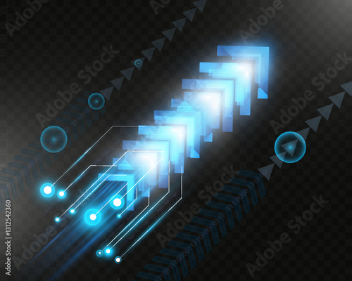 Futuristic speed background with glowing arrows, motion blur, digital technology concept, fast-moving elements, dynamic light trails, high-tech energy flow, acceleration effect, sci-fi motion design.
