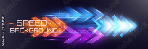Futuristic speed background with glowing arrows, motion blur, digital technology concept, fast-moving elements, dynamic light trails, high-tech energy flow, acceleration effect, sci-fi motion design.
