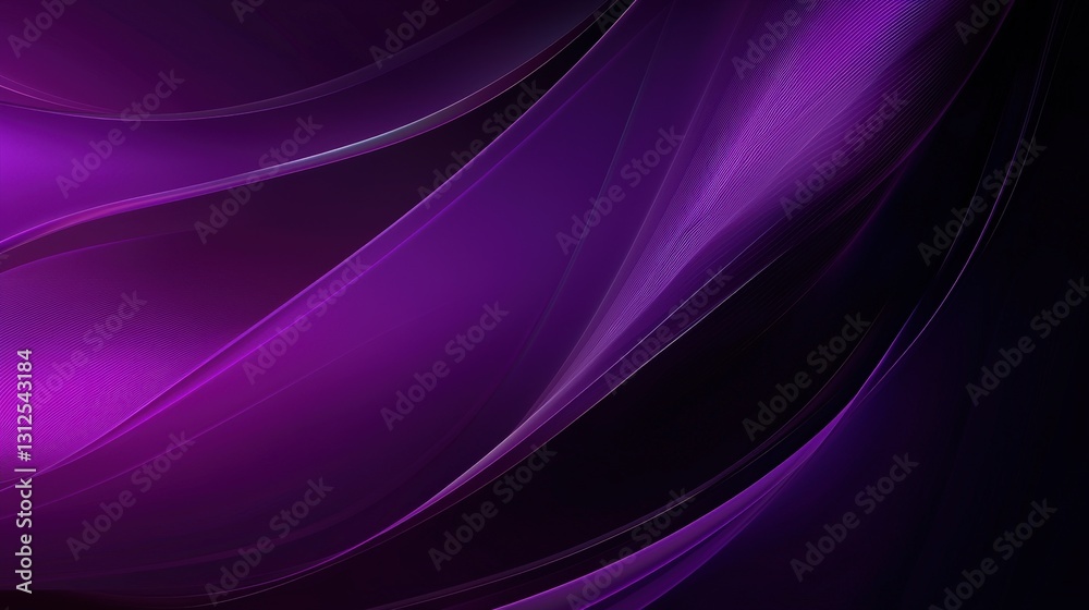 Fototapeta premium Abstract purple waves on dark backdrop, symbolizing digital fluidity and creative energy. Ideal for tech, design, or modern marketing concepts.