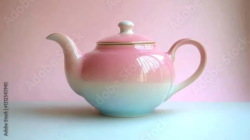 Pink ombre teapot on pink background
