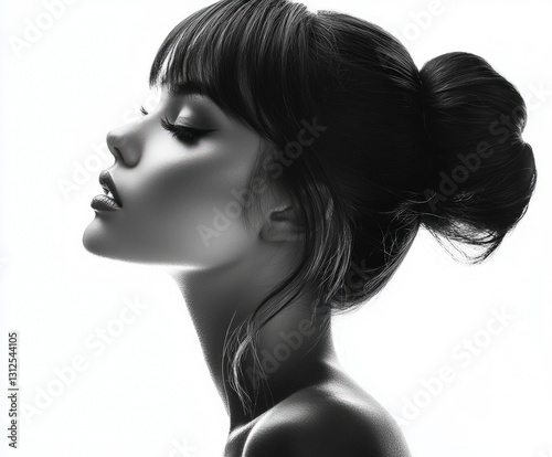 woman profile on isolated w...