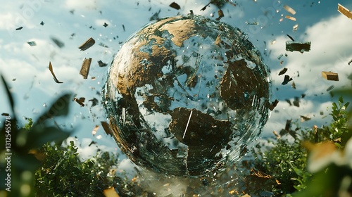 Shattered Earth Symbolizing Global Chaos and Conflict – A Powerful Visual of Crisis