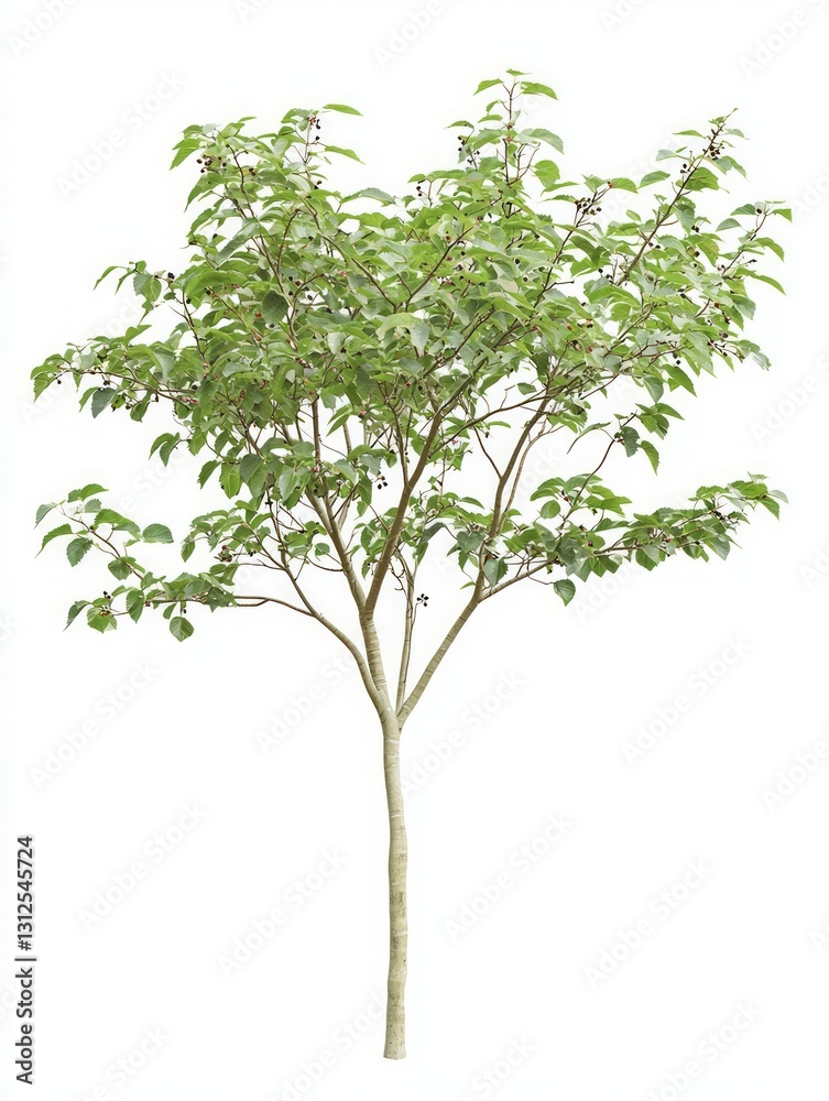 Short Elderberry Tree With Thin Branches and Lush Green Foliage Short Elderberry Tree With Thin Branches and Lush Green Foliage