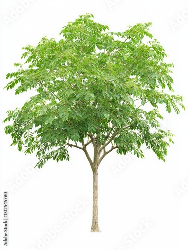 Lush Moringa Tree Isolated on a White Background