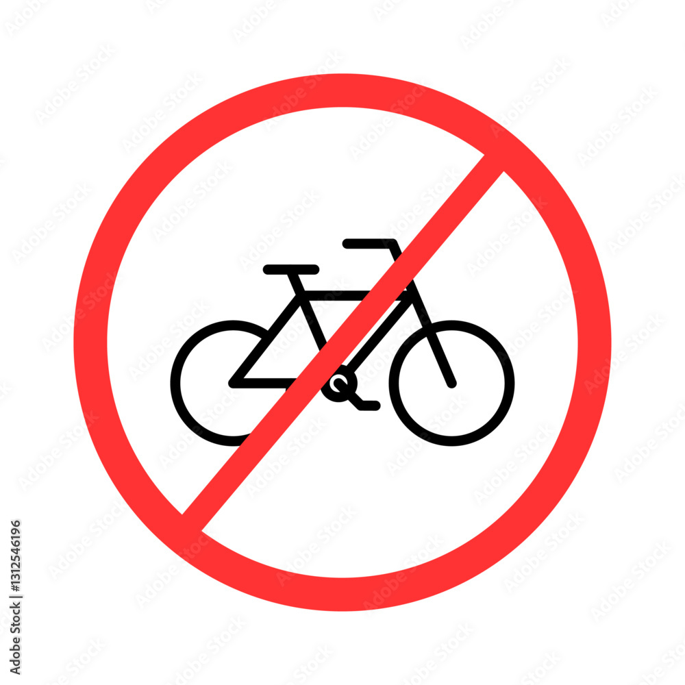 No bicycle icon. Bicycle prohibition sign. Editable stroke. Vector No bicycle icon. Bicycle prohibition sign. Editable stroke. Vector