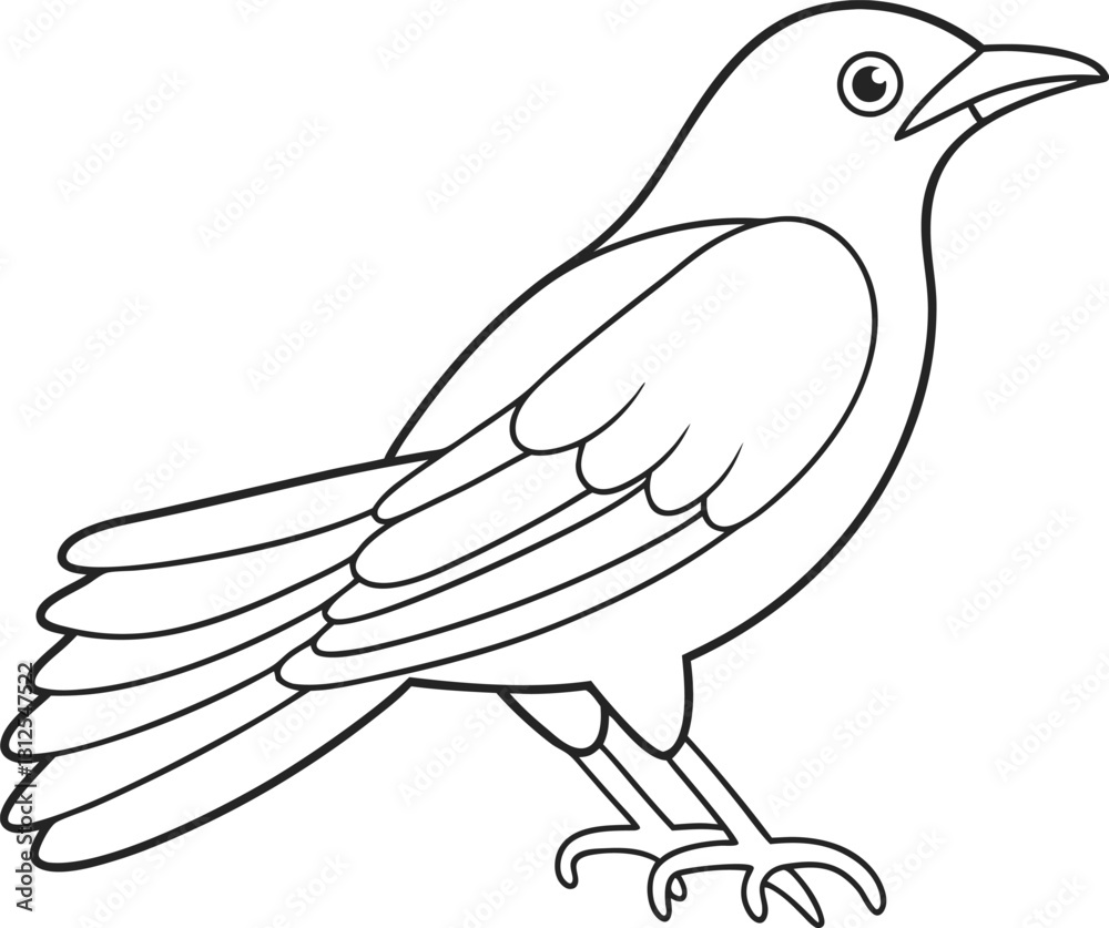 Obraz premium Outline Drawing of Two Birds with Leaf on White Background