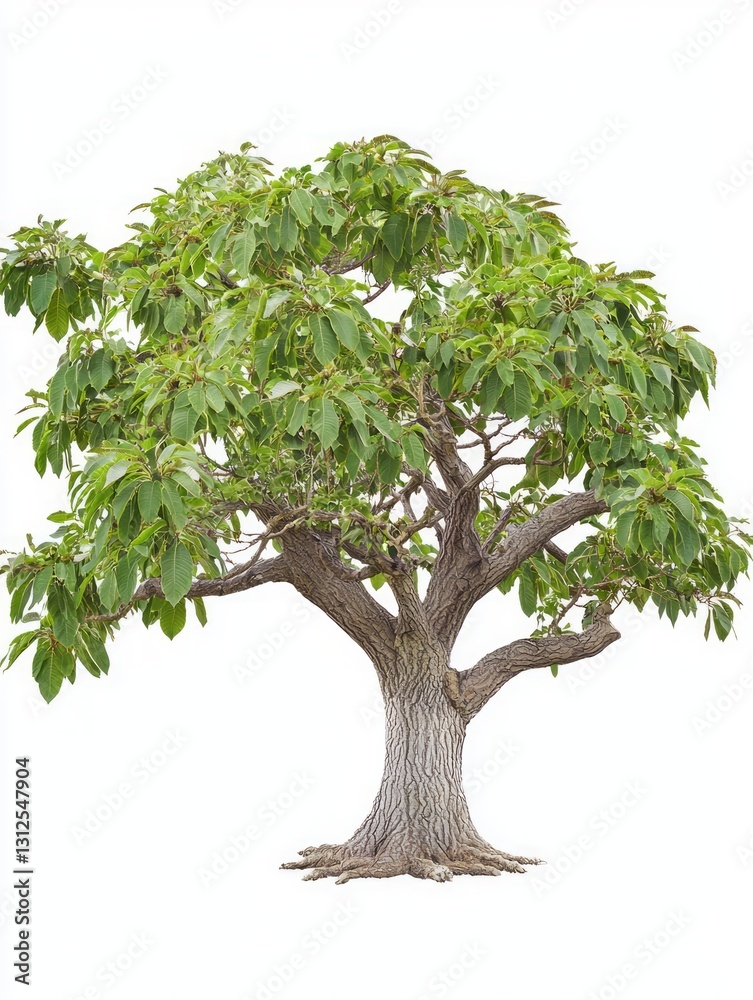 Smooth Grey Tree with Lush Green Leaves and Strong Branches Smooth Grey Tree with Lush Green Leaves and Strong Branches