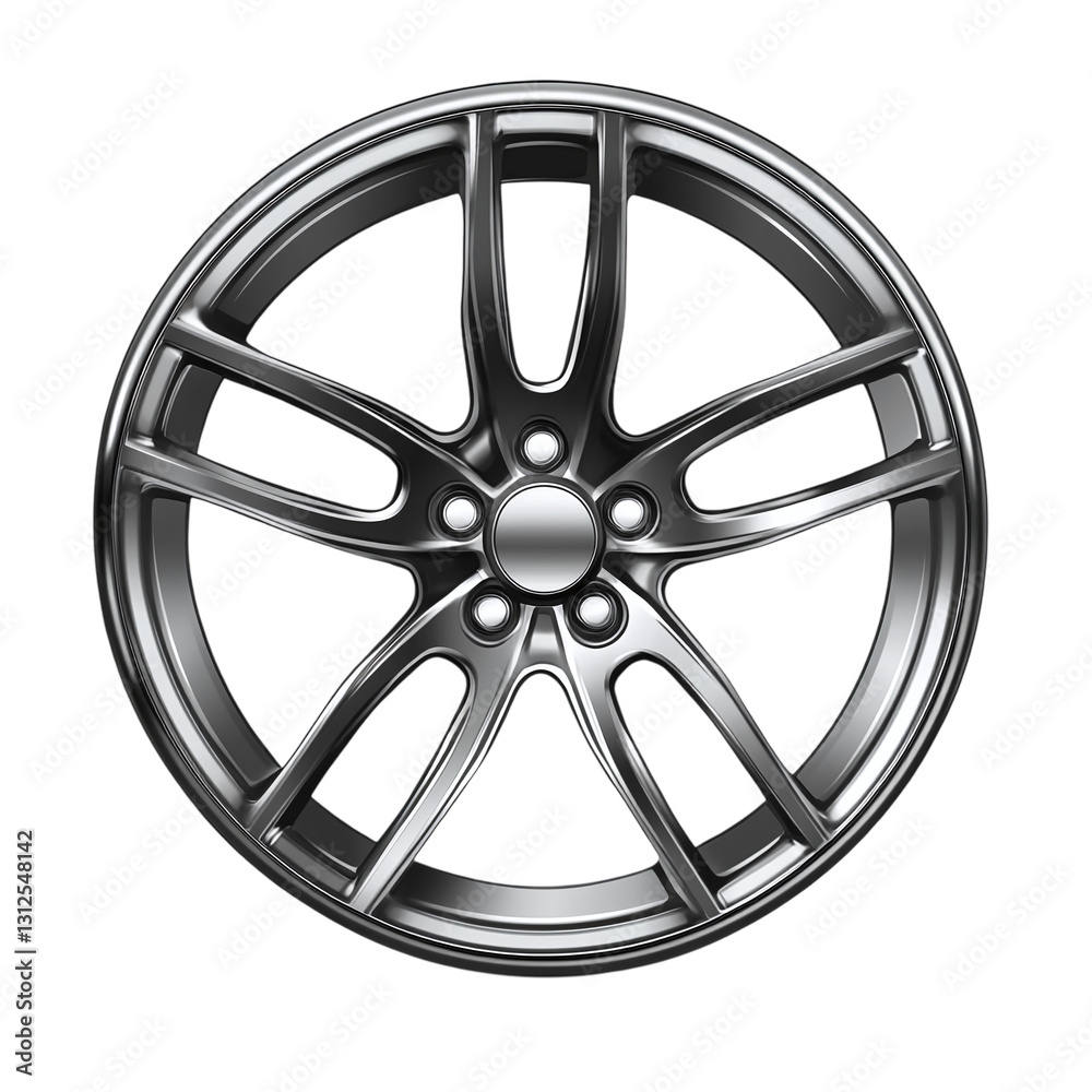 Alloy wheel with polished finish isolated on transparent background Alloy wheel with polished finish isolated on transparent background
